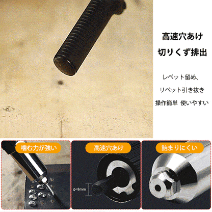 電動リベットガン切替ヘッド