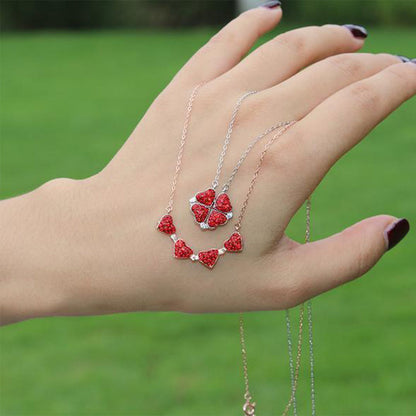 ハート型ネックレスとバラの花のジュエリーボックスセット